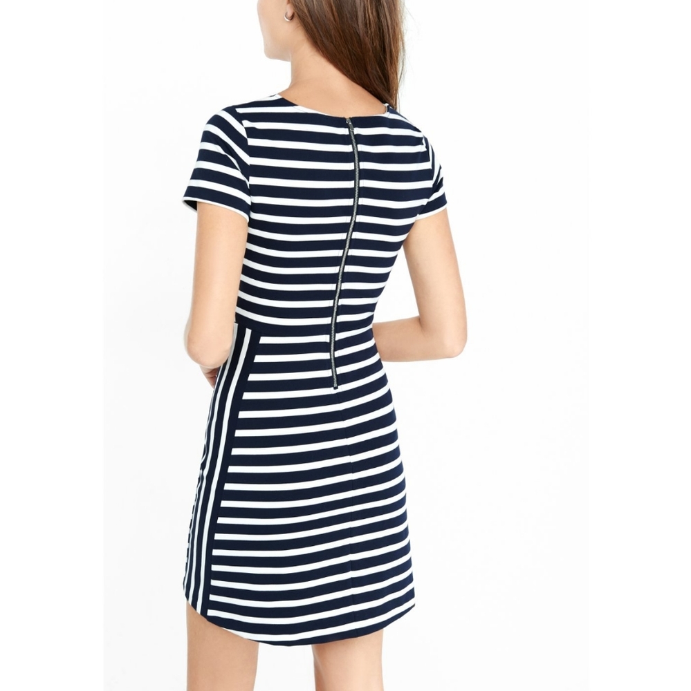 Express White and Blue Stripe Dress